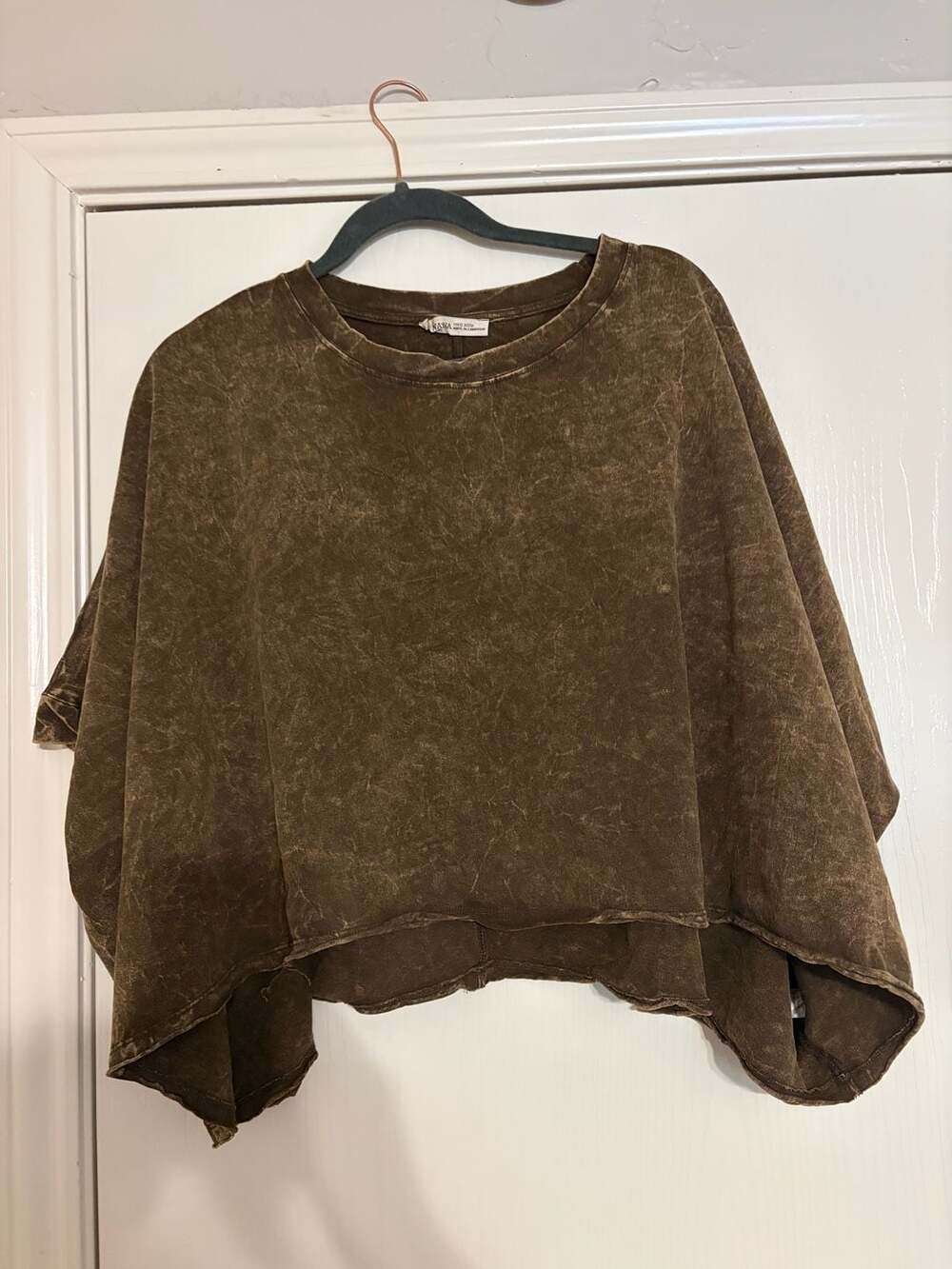 WANA Mineral Wash Oversized Boxy Crop Top One Size Brown